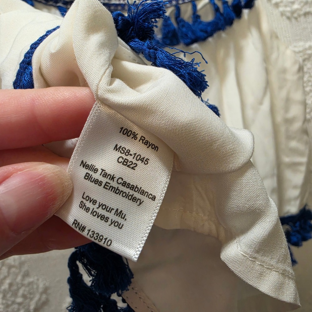 NWT‎ Show Me Your Mumu Nellie Tank Casablanca Blues Embroidery Tassel Crop Top L - Picture 9 of 9
